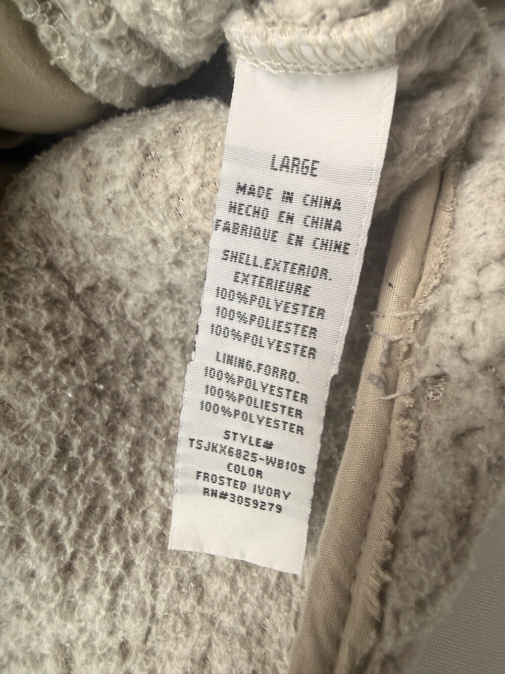 Thread & Supply Frosted Sherpa Quarter Zip Pullover Size L Cream - Picture 6 of 7